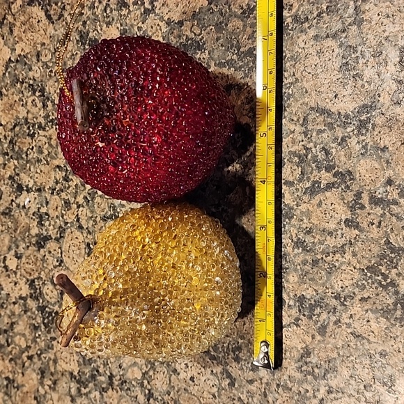 Vintage Beaded Fruit Ornaments, Set of 2, Pear and Apple - Picture 7 of 8